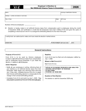 Arizona Form A1-E Employer Election
