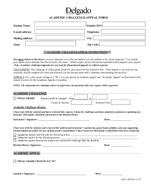 Academic Challenge Appeal Form