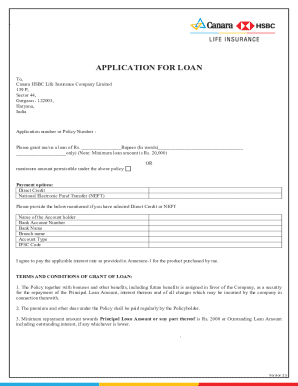 Canara HSBC Life Insurance Loan Application