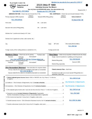 2025 Ohio IT 1040 Individual Income Tax Return