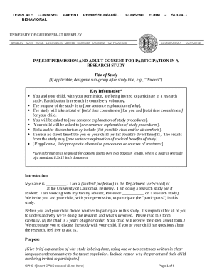 Parent Permission and Adult Consent Form