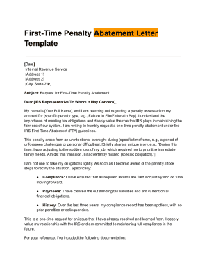 First-Time Penalty Abatement Letter Template