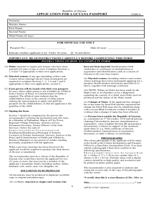 Guyana Passport Application Form
