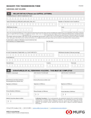 Request for Transmission Form RTS2502