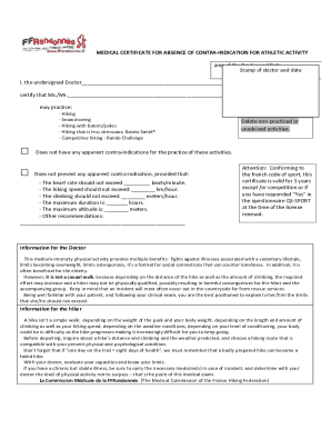 Medical Certificate for Athletic Activity