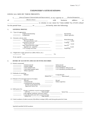 Taxpayer's Attestation for VAT Refund