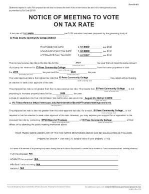 Texas Notice of Meeting to Vote on Tax Rate
