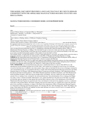 Manufactured Housing License/Permit Bond