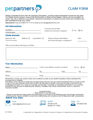 Pet Insurance Claim Form