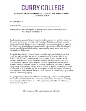 Parental Consent and Release from Liability Form