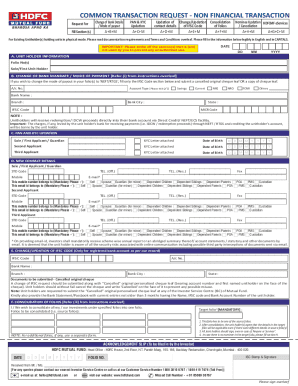 HDFC Mutual Fund Non-Financial Transaction Request