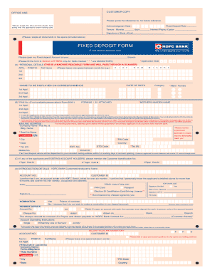 HDFC Bank Fixed Deposit Form