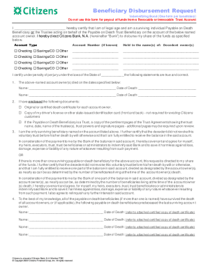 Beneficiary Disbursement Request Indemnifying Bond