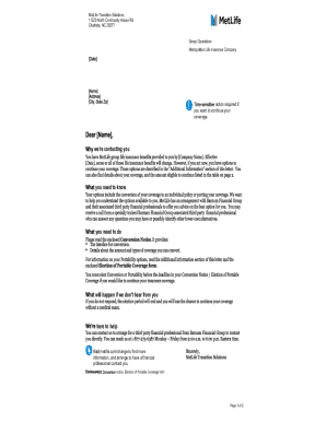 MetLife Notice of Group Life Insurance Conversion Privilege