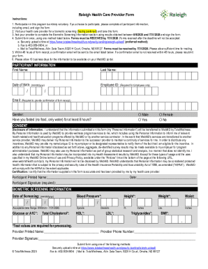 Raleigh Health Care Provider Form