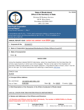 Rhode Island Non-Profit Corporation Annual Report