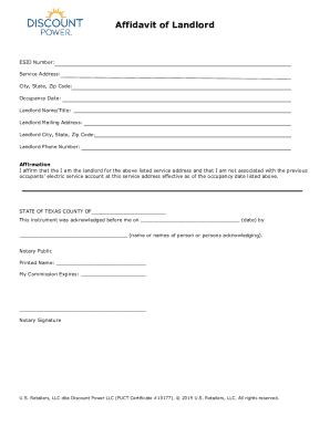 Affidavit of Landlord