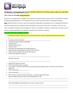 Mortgage Closing Disclosure Request Form