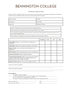 Probationary Appraisal Form