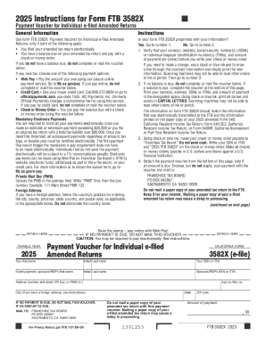 California Form FTB 3582X Payment Voucher