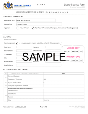 Liquor Licence Application Form