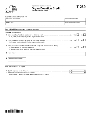 New York Organ Donation Credit Form IT-269