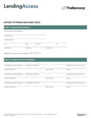 Affidavit of Forged or Altered Check