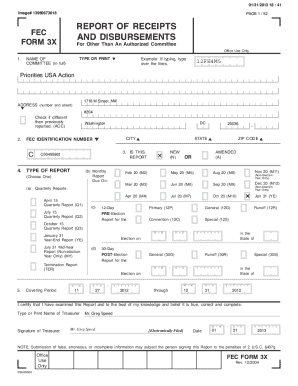 FEC Form 3X for Other Than an Authorized Committee