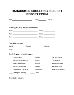 Harassment/Bullying Incident Report Form