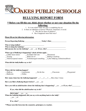 Bullying Report Form