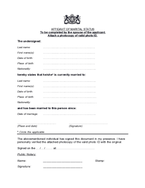 Affidavit of Marital Status