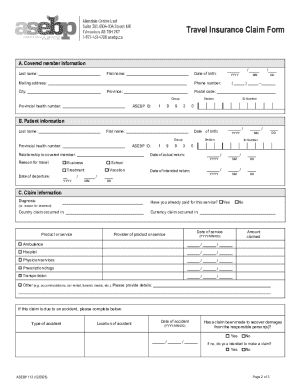 Alberta Travel Insurance Claim Form