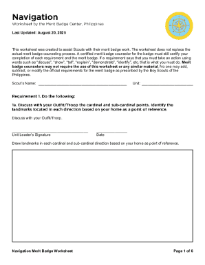 Navigation Merit Badge Worksheet