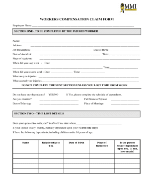 Workers Compensation Claim Form