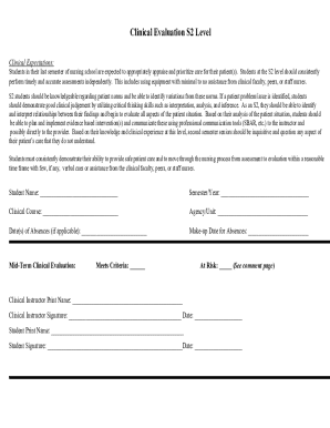 Nursing Clinical Evaluation Form