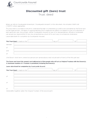 Discounted Gift Bare Trust Deed