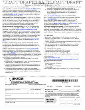 Missouri Corporation Estimated Tax Form