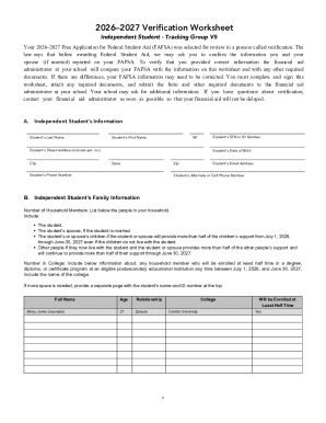 2026–2027 Verification Worksheet
