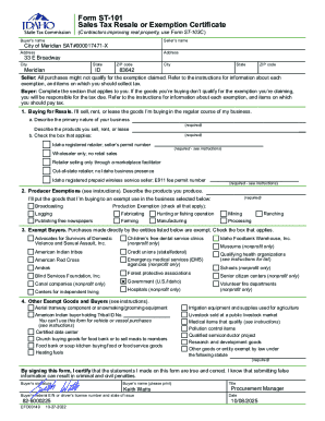 Idaho Sales Tax Resale or Exemption Certificate
