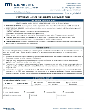 Minnesota Provisional License Non-Clinical Supervision Plan