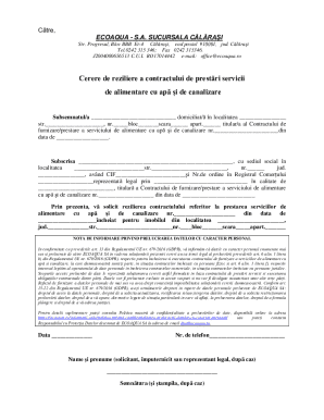 Romania Water and Sewer Service Termination Request