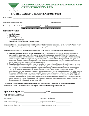 Mobile Banking Registration Form