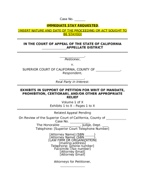 California Court Appeal Exhibits