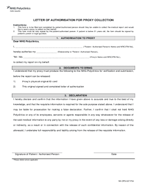 Letter of Authorisation for Proxy Collection