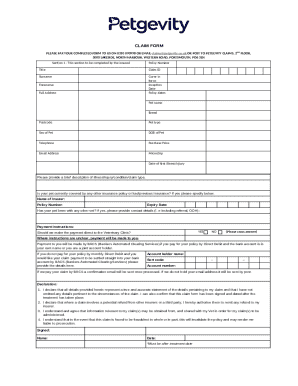 Pet Insurance Claim Form