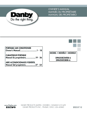 Danby Portable Air Conditioner Owner’s Manual