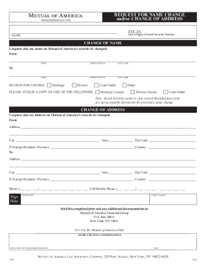 Mutual of America Name Change Form