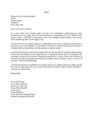 Union Membership Withdrawal Notice