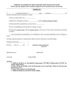 Affidavit for Change of Name