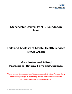 Manchester CAMHS Referral Form